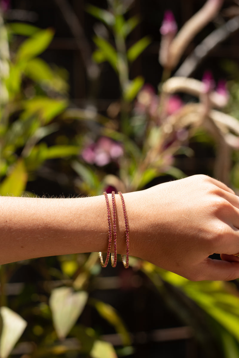 Trio de Rivieras Rosas - Pulseira Ouro 18k Lucky Bijoux