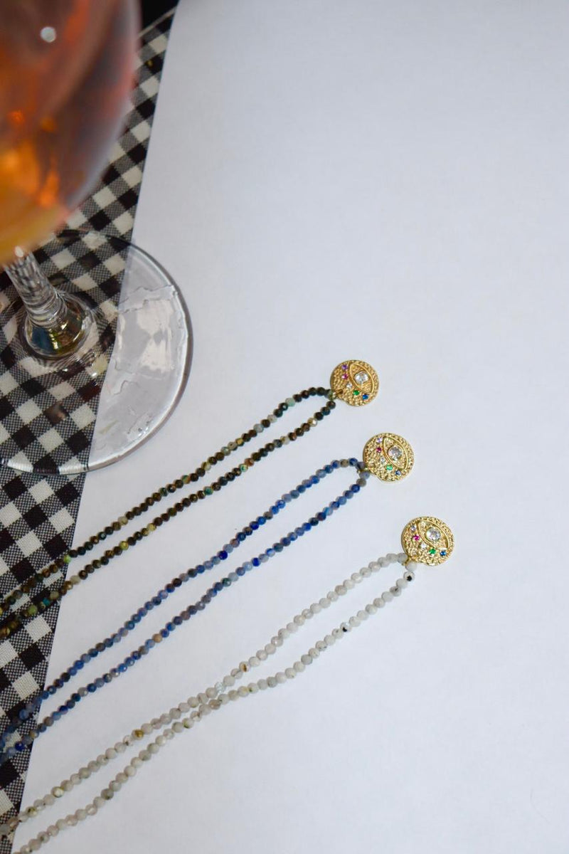Colares Cristais Mystic Eye - Colar Dourado Lucky Bijoux