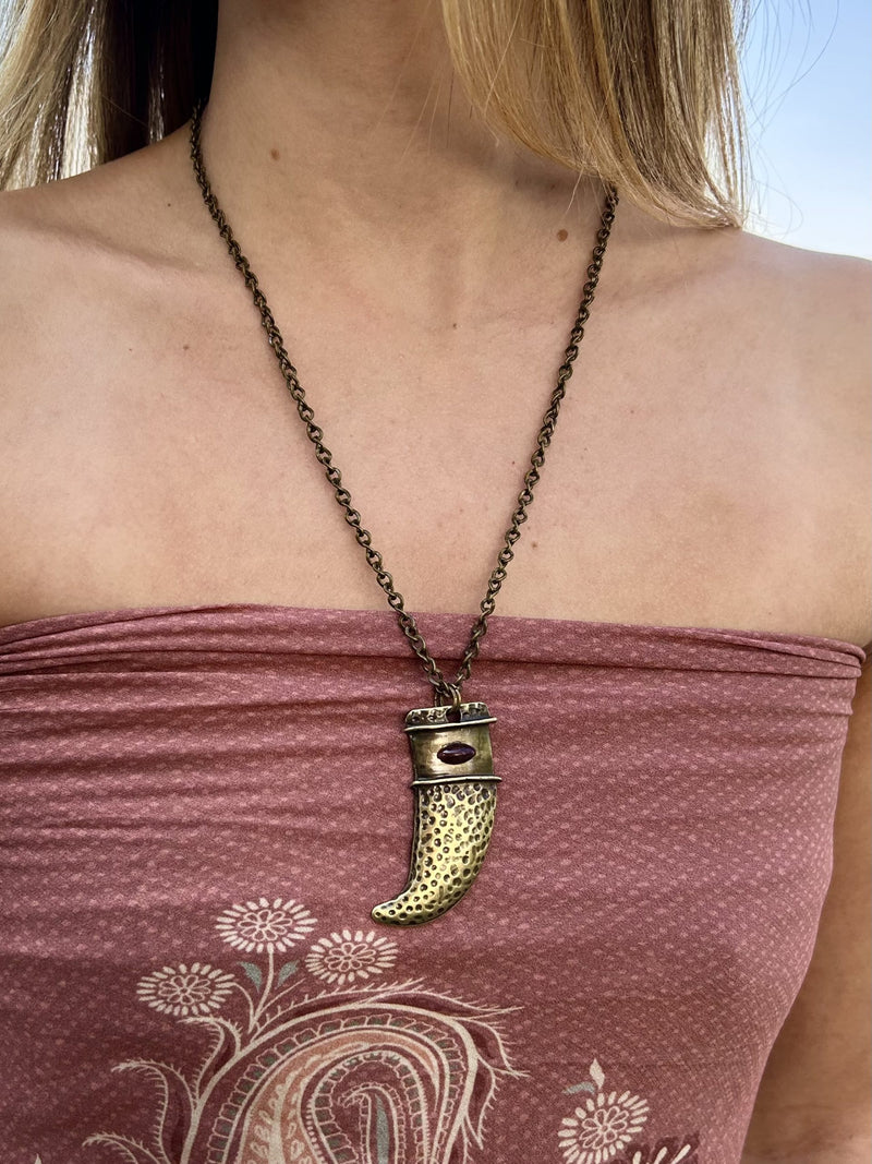 Colar Dente Boho - Colar Dourado Lucky Bijoux