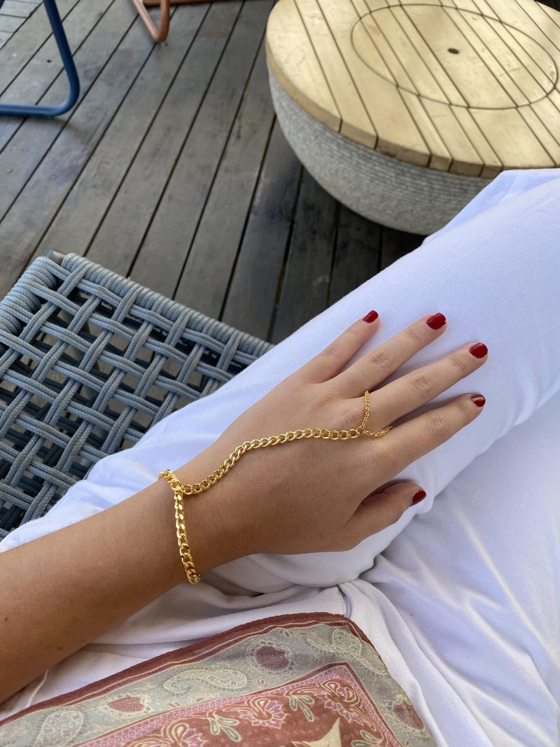 Hand Chain Corrente - Pulseira Ouro 18k Lucky Bijoux