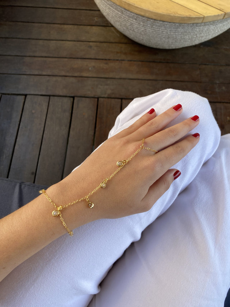 Hand Chain Gotinhas - Pulseira Ouro 18k Lucky Bijoux