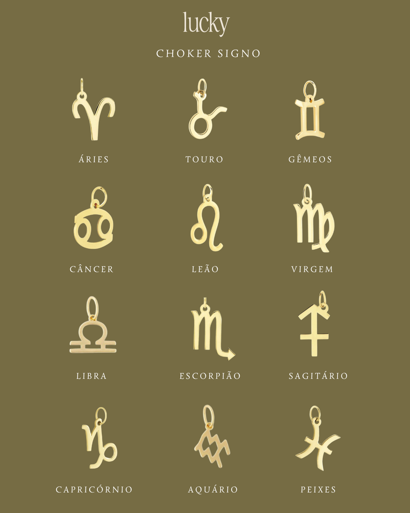 Choker Signo - Colar Dourado Lucky Bijoux