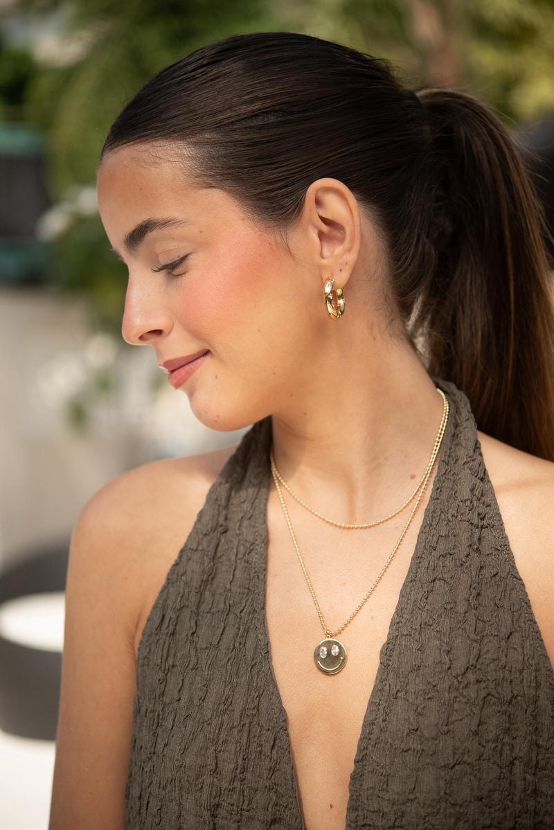 Mix Dots + Smiley Face - Colar Dourado Lucky Bijoux