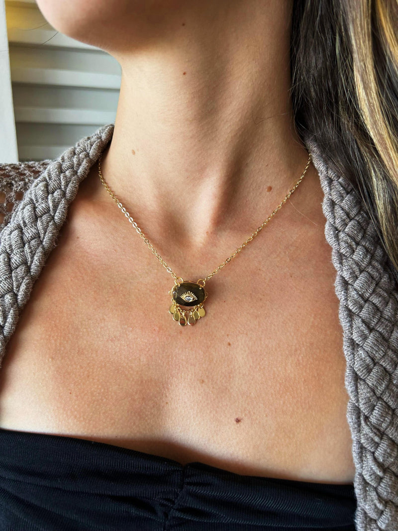 Colar Olho de Tigre - Colar Dourado Lucky Bijoux