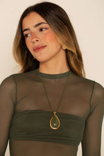 Colar Fio Gota Verde