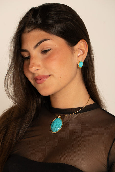 The Lucky Necklace - Turquesa - Colar Dourado Lucky Bijoux