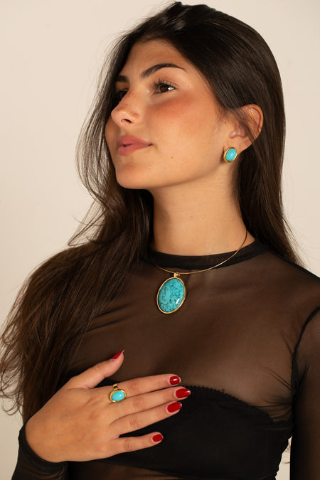 The Lucky Necklace - Turquesa - Colar Dourado Lucky Bijoux