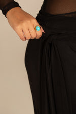 Anel Oval Turquesa - Anel Dourado Lucky Bijoux