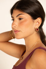 Brinco Orgânico Bordô - Argola Dourada Lucky Bijoux