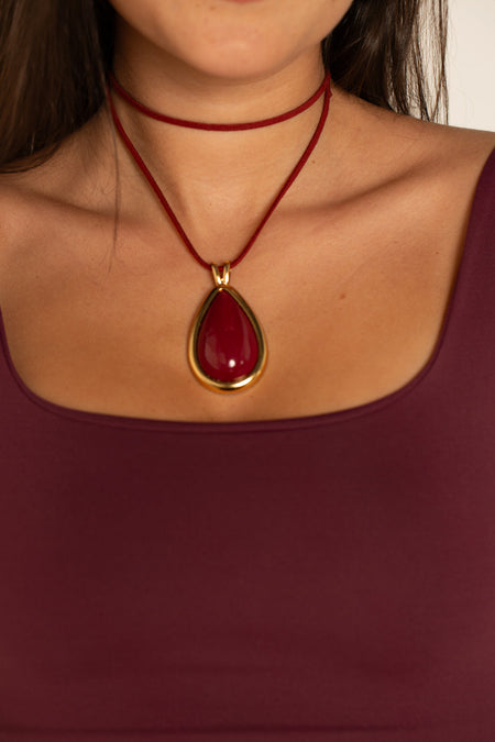 Colar Fio Gota Bordô