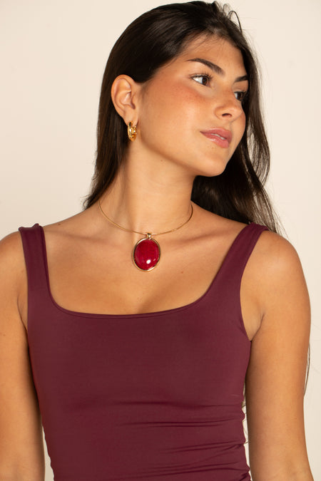 The Lucky Necklace - Bordô - Colar Dourado Lucky Bijoux