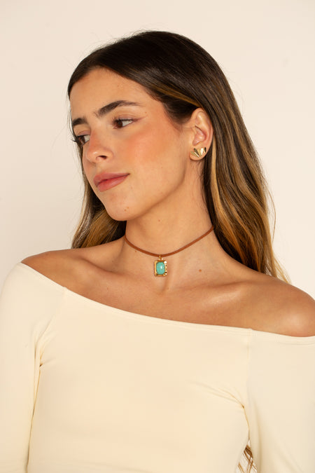 Choker Courinho Turquesa - Lucky Bijoux