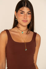 Colar Gravatinha Turquesa - Colar Dourado Lucky Bijoux