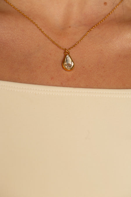 Colar Crystal Drop - Colar Dourado Lucky Bijoux