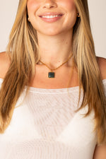 Colar Square Gem - Noite - Colar Dourado Lucky Bijoux