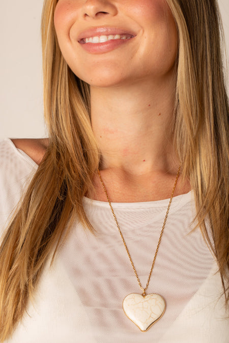 Colar White Heart - Colar Dourado Lucky Bijoux