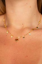Conjunto Crystal Heart - Marrom - Colar Dourado Lucky Bijoux