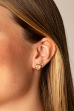 Conjunto Crystal Heart - Rosa - Colar Dourado Lucky Bijoux