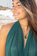 Colar Gem Esmeralda - Colar Dourado Lucky Bijoux