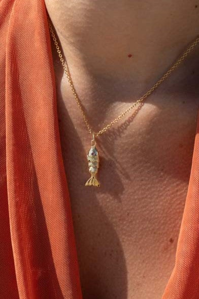 Colar Live Fish - Colar Dourado Lucky Bijoux