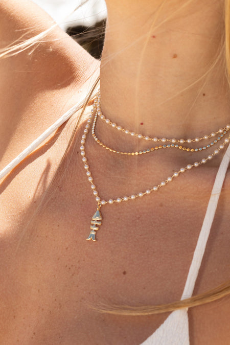 Mix Fish & Pearls - Colar Dourado Lucky Bijoux