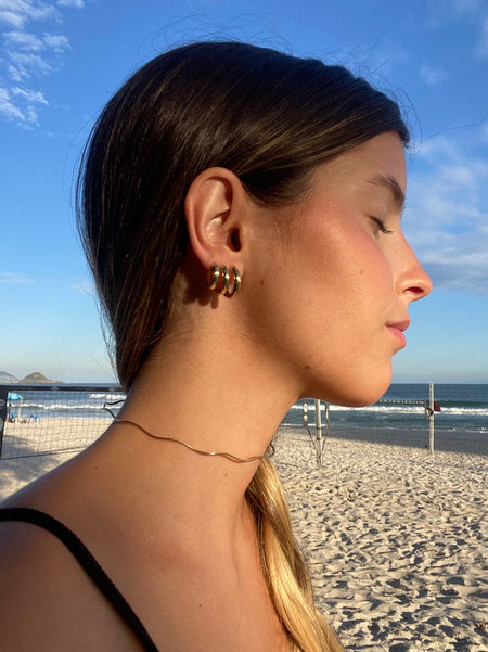 Trio de argolinhas basic - Argola Dourada Lucky Bijoux