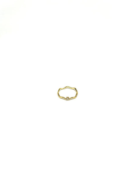 Anel Ondulado com Ponto de Luz - Anel Dourado Lucky Bijoux