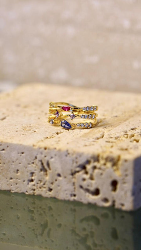 Anel Triplo Crystals