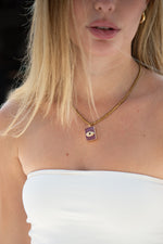 Colar Lucky Eye Rosa - Colar Dourado Lucky Bijoux