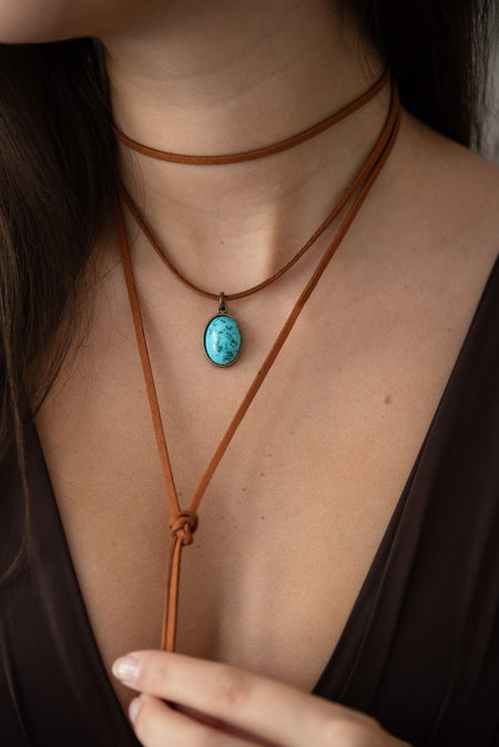 Colar Courinho Turquesa Oval - Lucky Bijoux