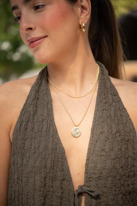 Mix Dots + Smiley Face - Colar Dourado Lucky Bijoux