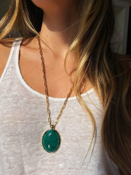 Colar Dali Verde - Colar Dourado Lucky Bijoux