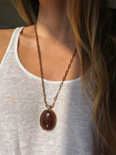 Colar Dali Marrom - Colar Dourado Lucky Bijoux