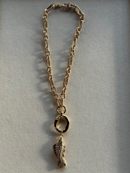 Colar Goldfish - Colar Dourado Lucky Bijoux