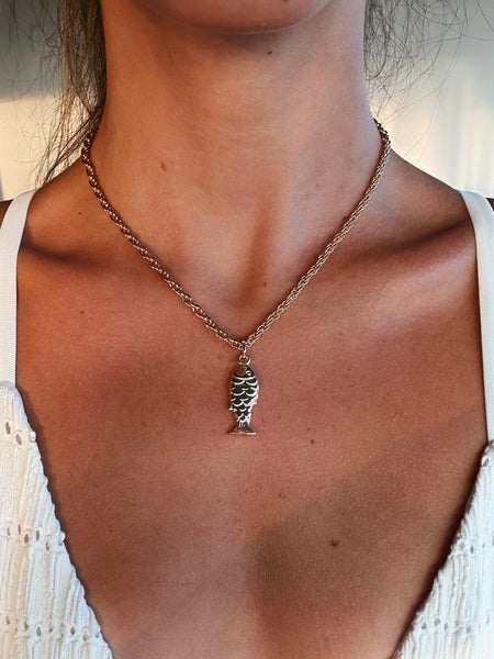 Colar Peixe Escama - Colar Dourado Lucky Bijoux